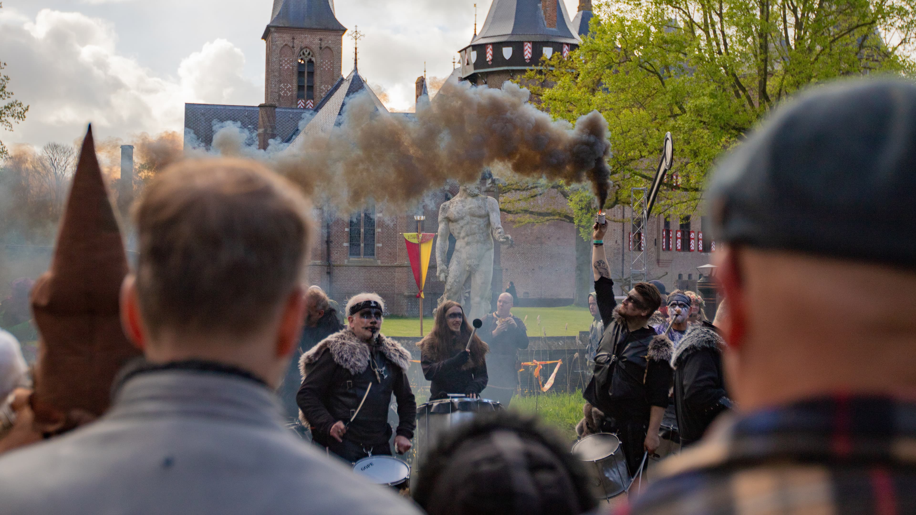 crowd and smoke