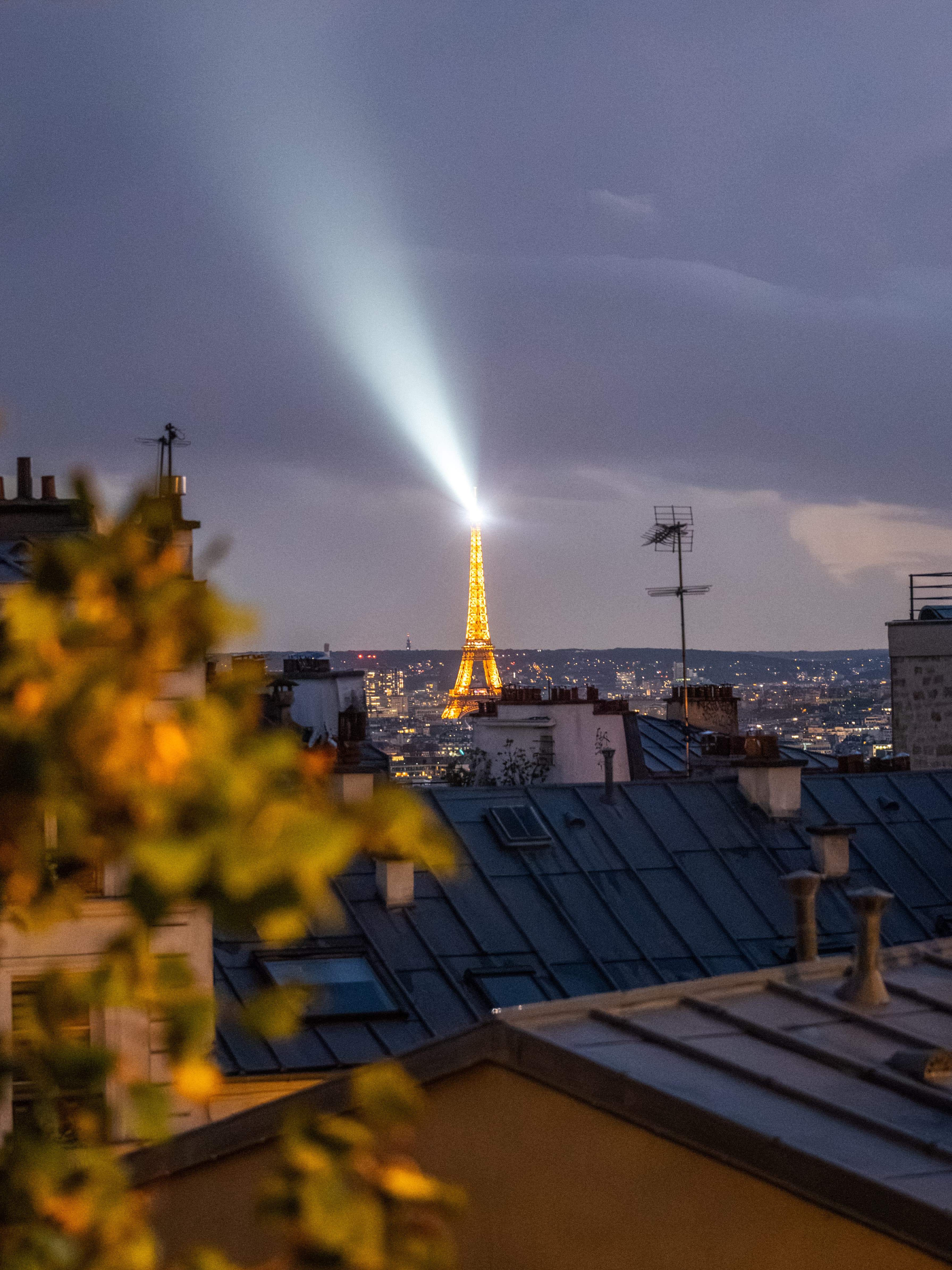 Paris nighttime with the Eiffel tower in the background